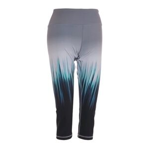 🌺 Tantris Gray & Teal Boho Tie Dye Ombre Crop Yoga Leggings Size XS